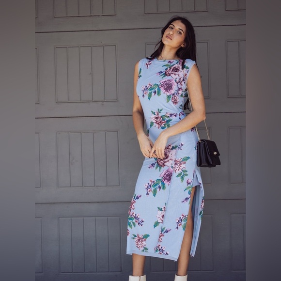 Free People Carmel Midi Dress - Blue Floral - Picture 4 of 11
